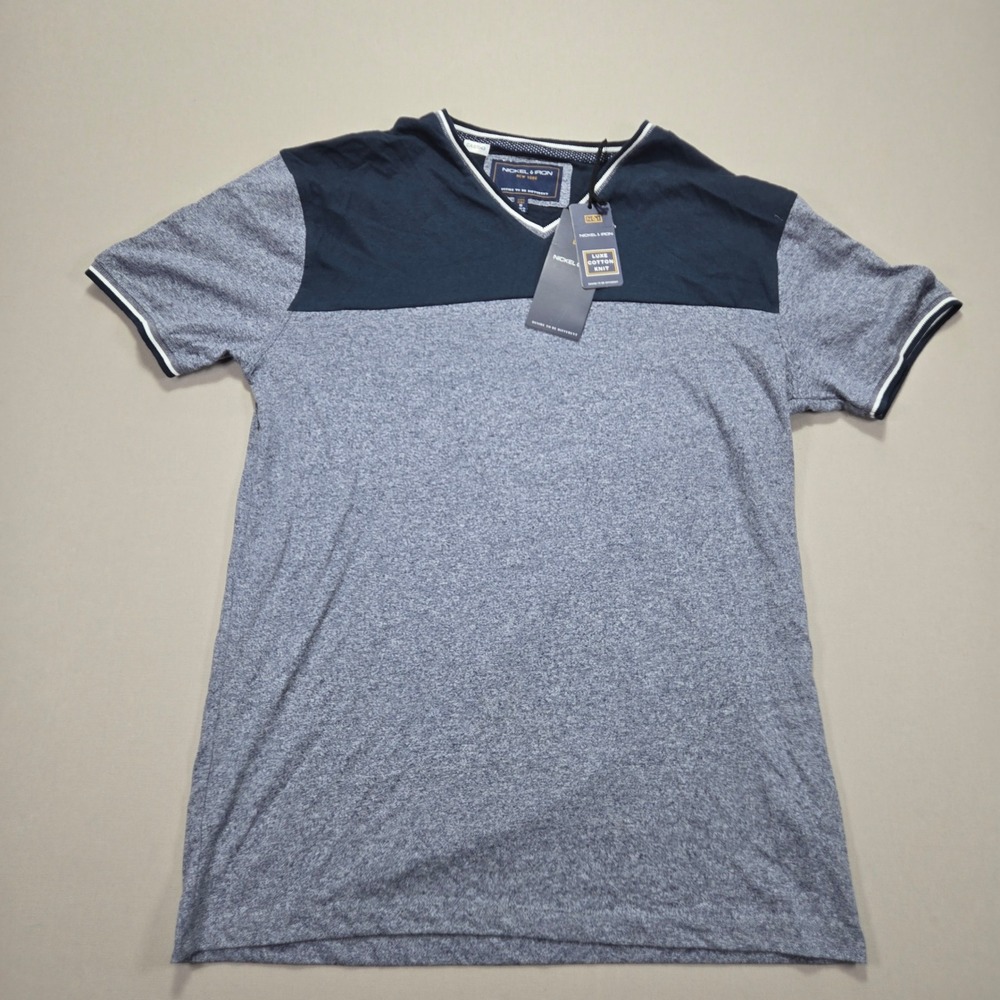 Nickel & Iron New York Luxe‎ Cotton Knit T-Shirt V Neck Colorblock Men's Medium